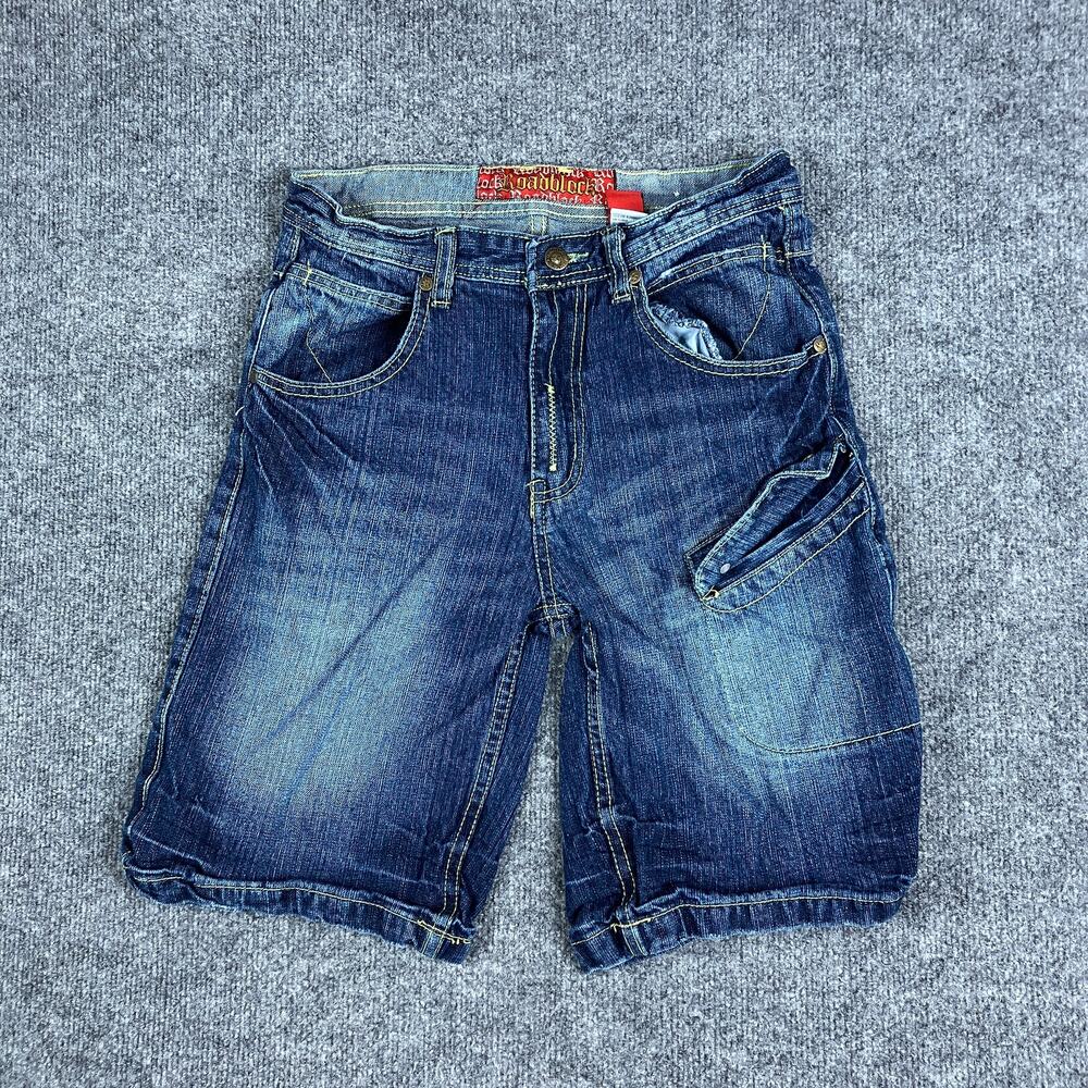 Roadblock‎ Jean Shorts Boys Size 12 Blue Denim Cargo Distressed Utility Pockets